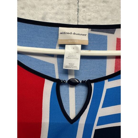 Alfred Dunner Stunner!  Boho Primary Color Design Women Tunic 1X Peek-a-boo - Picture 6 of 9